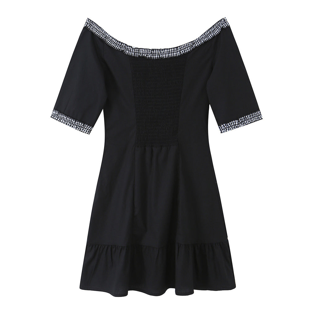 One shoulder slim fit dress with ruffled edges for slimming effect