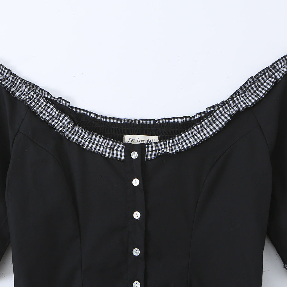 One shoulder slim fit dress with ruffled edges for slimming effect