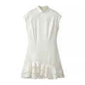 Commuting style elegant irregular ruffled dress