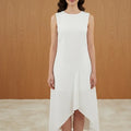 Spring New Women's Dress Dress Lazy Style Solid Color Round Neck Sleeveless Irregular Dress