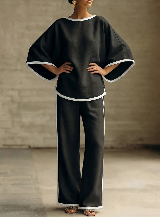 Relaxed Batwing Two-Piece Trouser Set