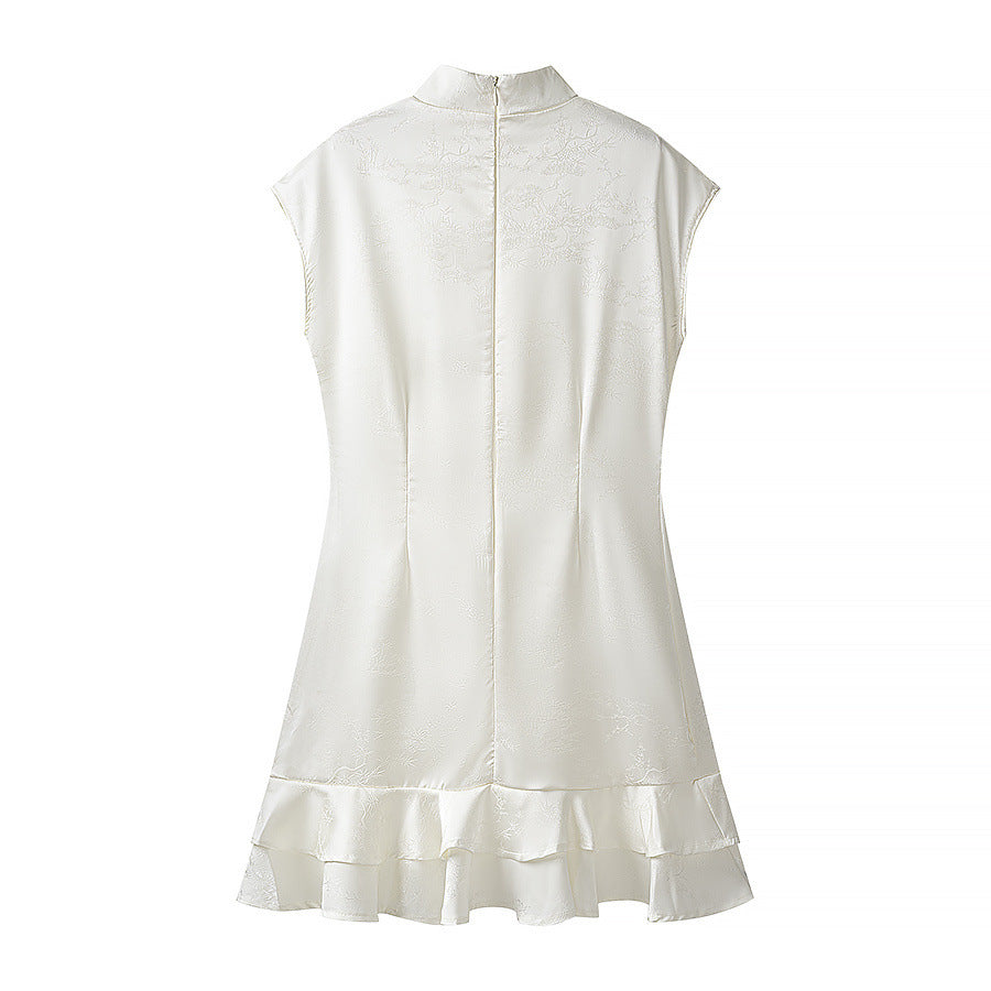 Commuting style elegant irregular ruffled dress
