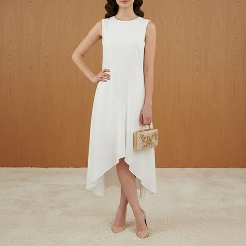 Asymmetric Sleeveless Midi Dress