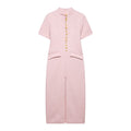 Commuting style elegant metal buckle slit long skirt