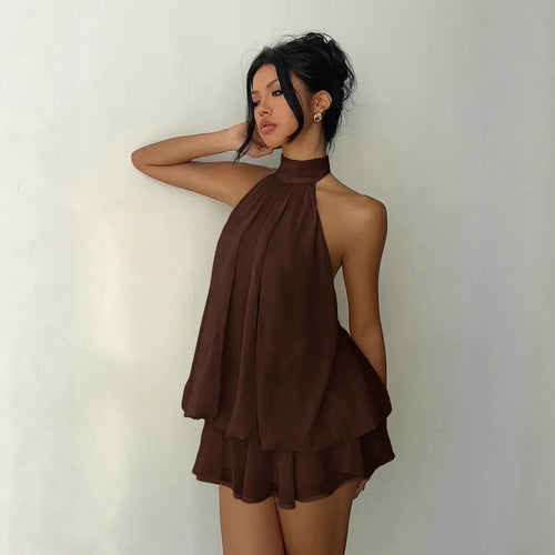 Backless Halter Tie-Waist Mini Dress