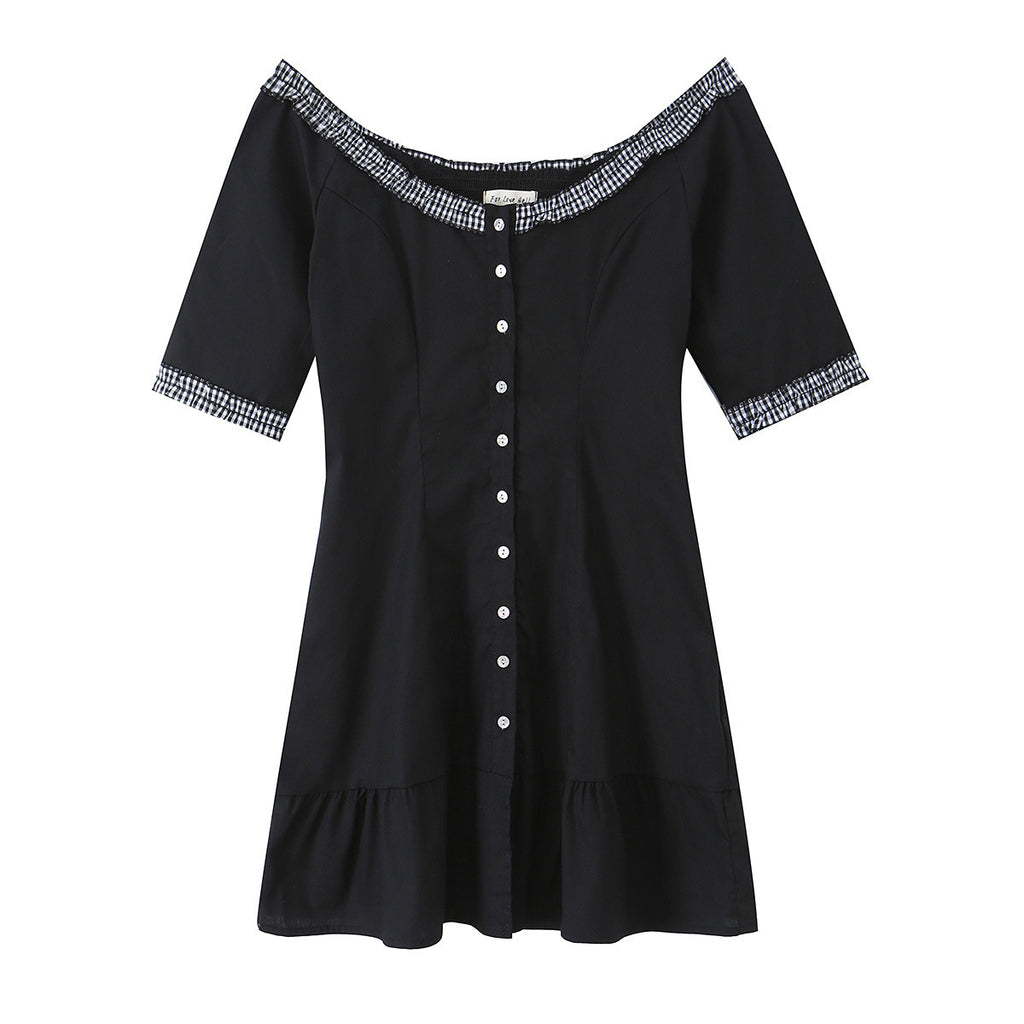 One shoulder slim fit dress with ruffled edges for slimming effect