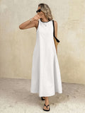 New popular solid color summer new vest long dress