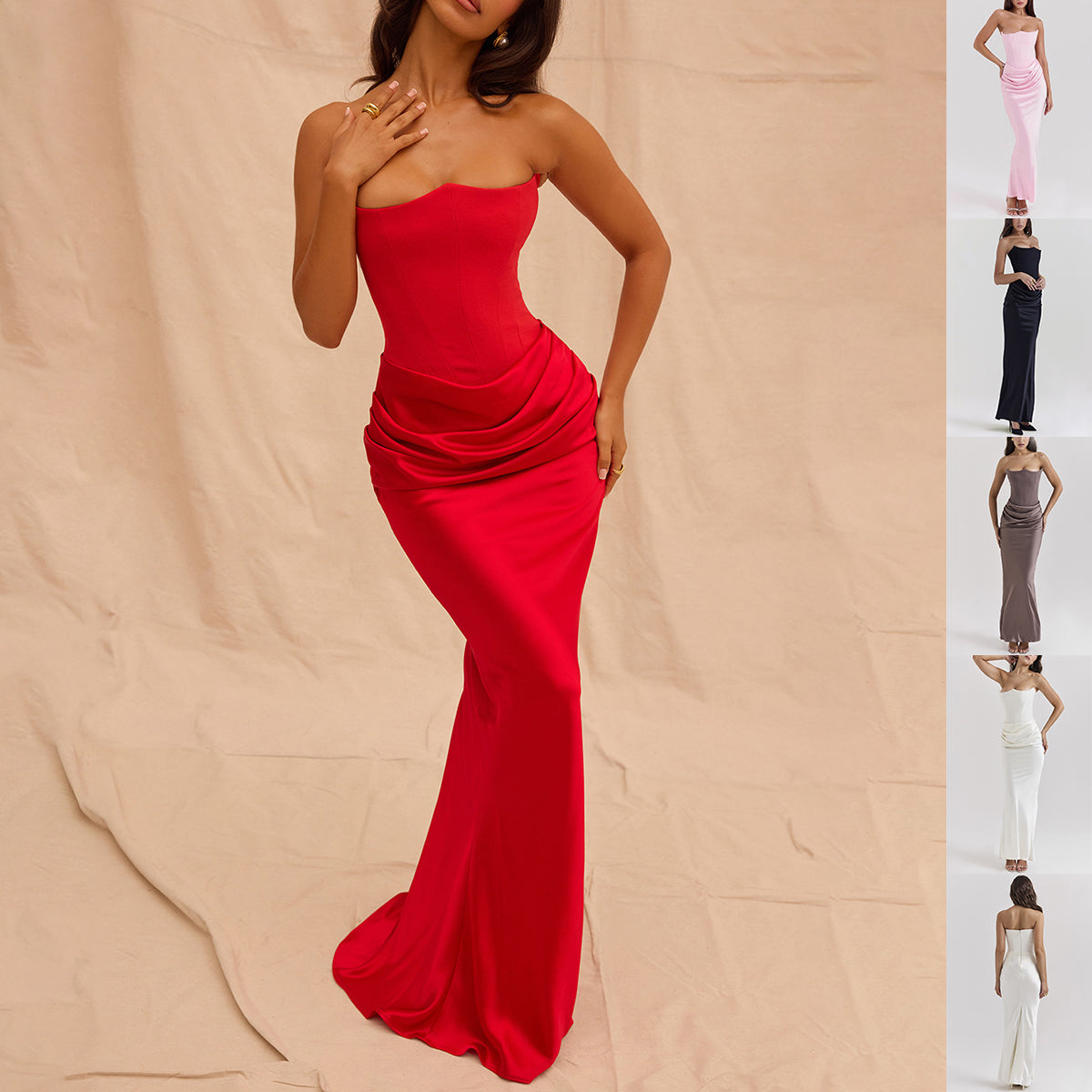 Valentina strapless bodycon maxi dress for women
